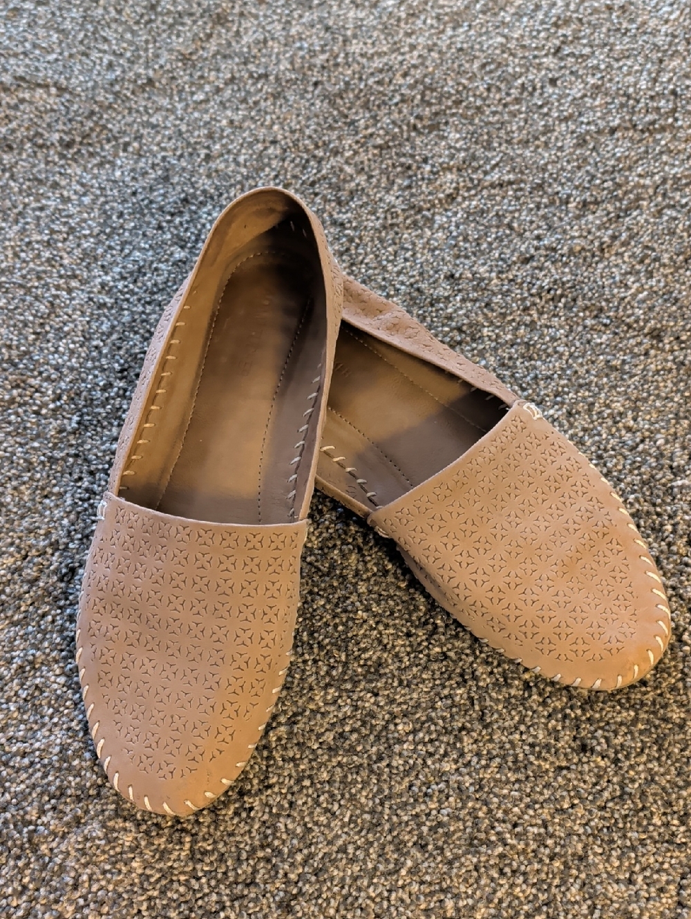 Adam Tucker Taupe Laser-Cut Slip-On Flats